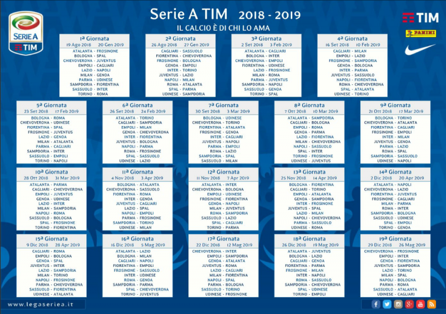 Calendario Del Campionato Di Calcio Di Serie A