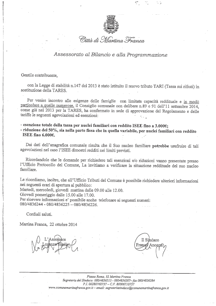 LETTERA TARI page 0