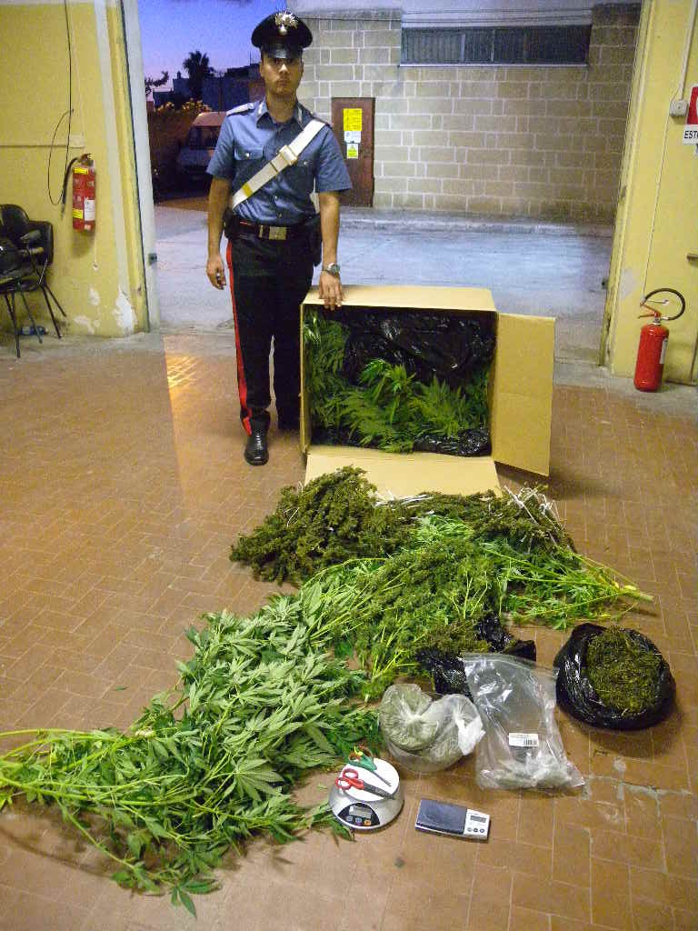 FOTO CARABABINIERE CON MARIJUANA SEQUESTRATA