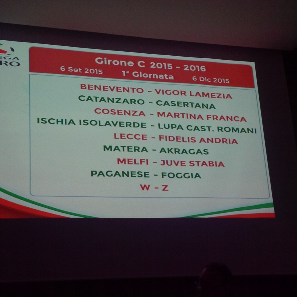 calendario girone c prima giornata