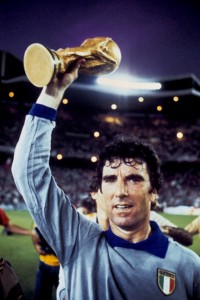 Italy captain Dino Zoff holds up the World Cup after his team's 3-1 win in the final