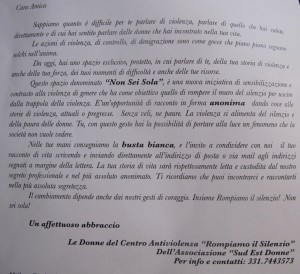 Campagna "Non sei Sola" - L'invito a raccontare la proprio storia