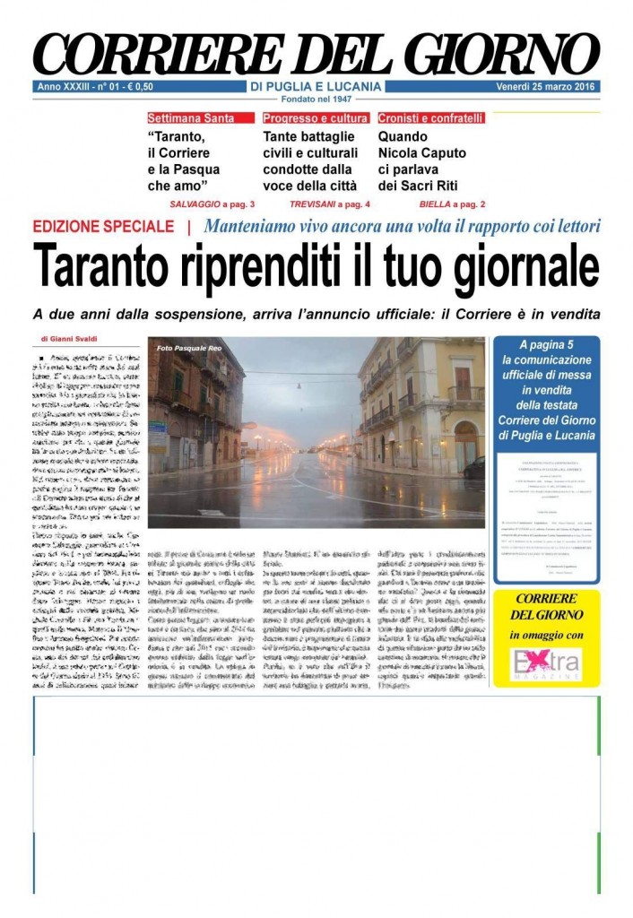 corriere del giorno 25 marzo 2016