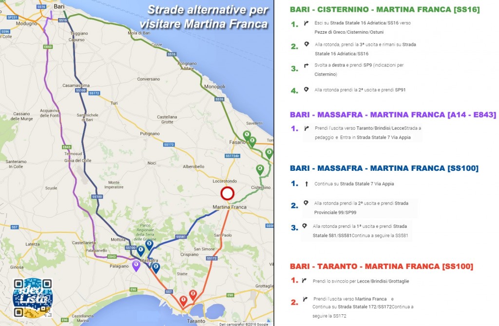 mappa strade alternative martina franca