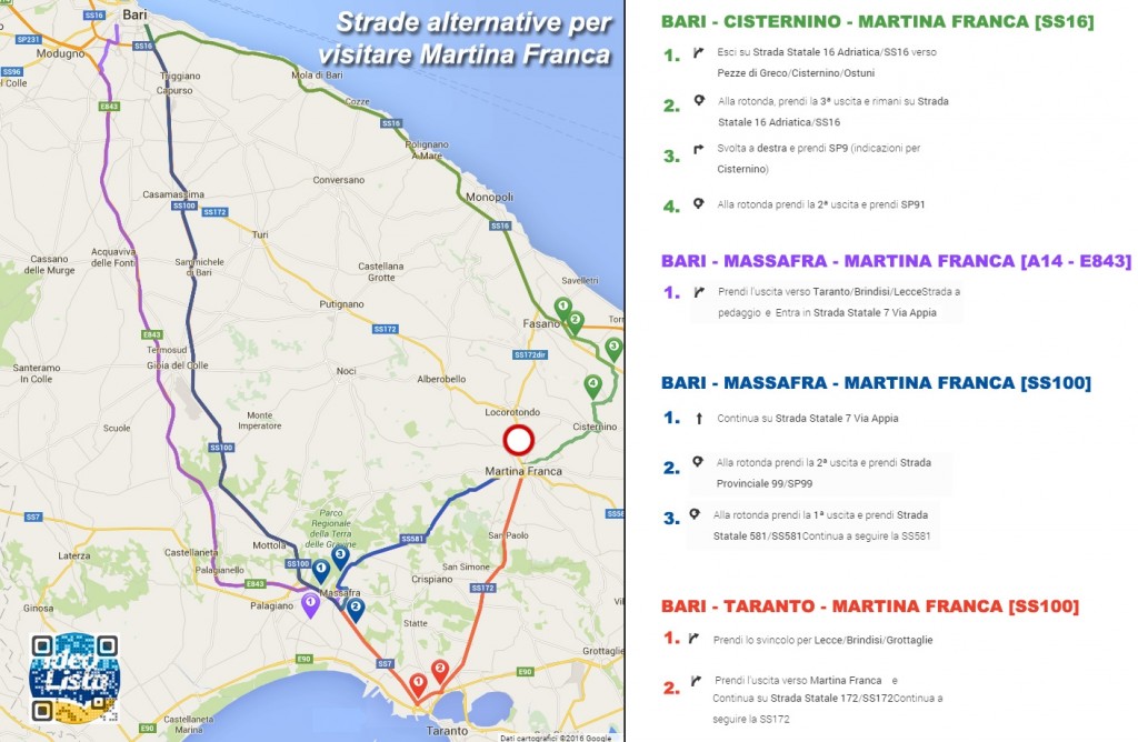 mappa strade alternative martina franca