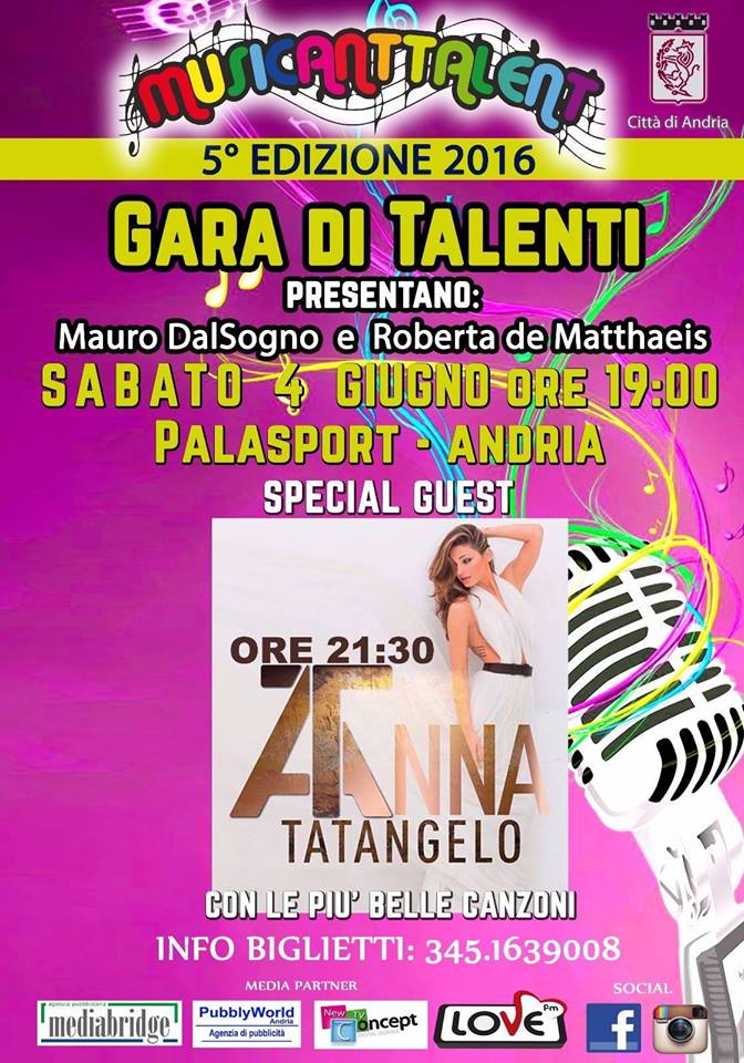 4 giugno concerto Anna Tatangelo