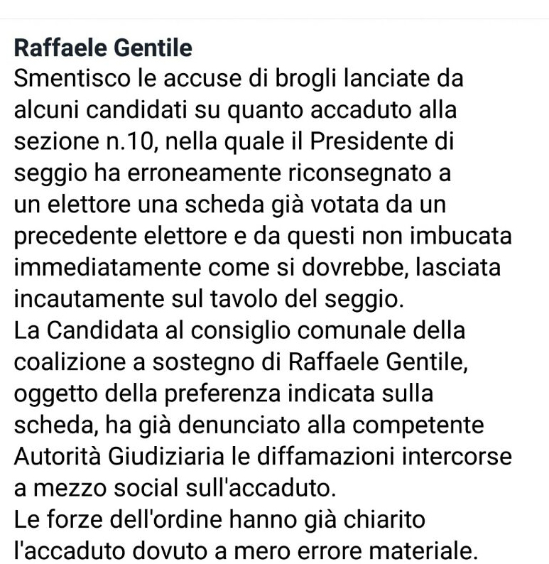 raffaele gentile smentita 1