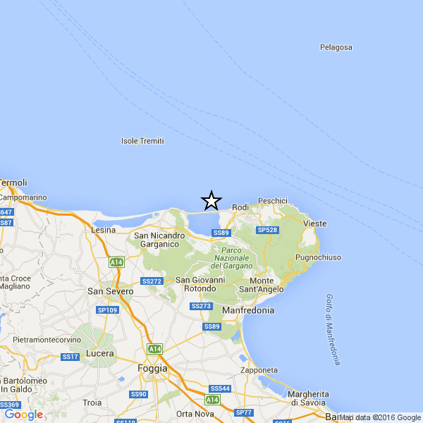 terremoto costa garganica domenica 12 giugno