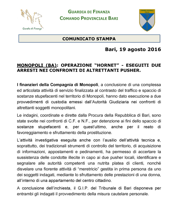 11424_GDF_BARI_OPERAZIONE HORNET1