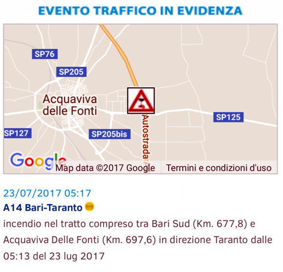 incendio bari acquaviva delle fonti 23 luglio 2017