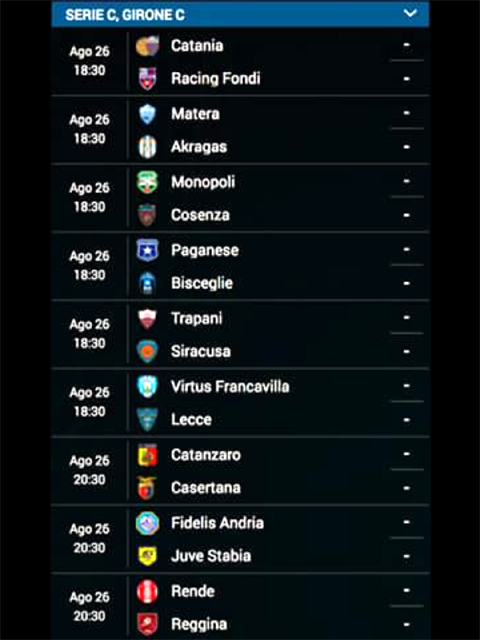 calcio serie c girone c prima giornata 2017 2018