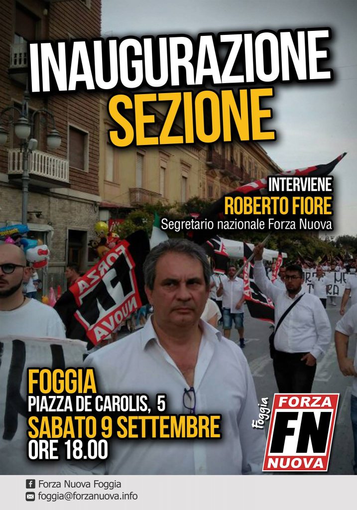 foggia forza nuova sezione 9 settembre 2017
