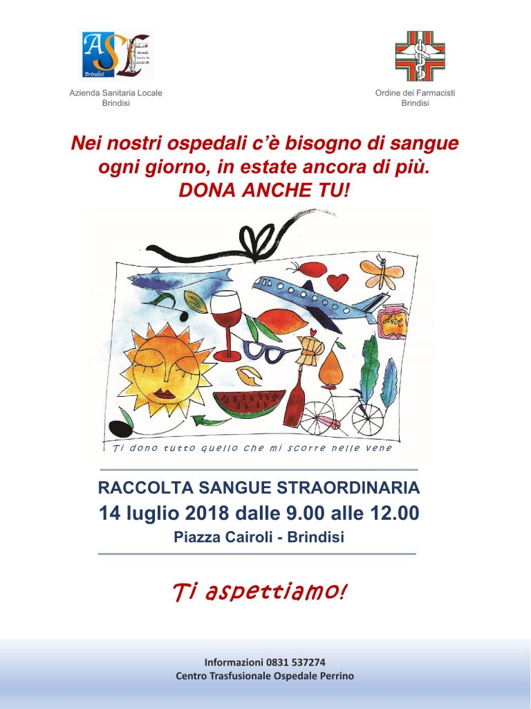 Locandina raccolta sangue 14 07 20181