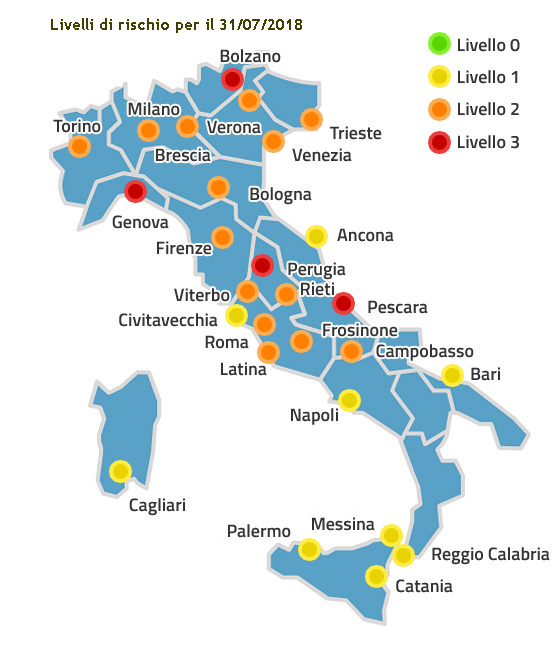 mappa caldo 31 luglio 2018