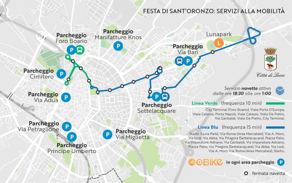 mappa parcheggi e navette sant oronzo