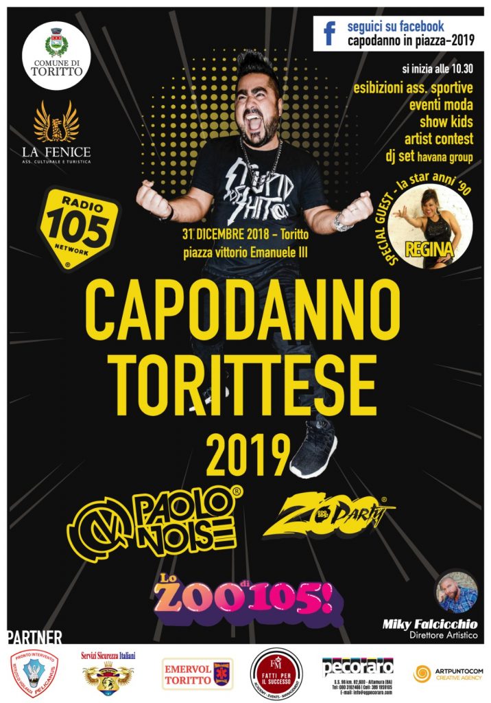 Locandina Capodanno 2019 in piazza a Toritto