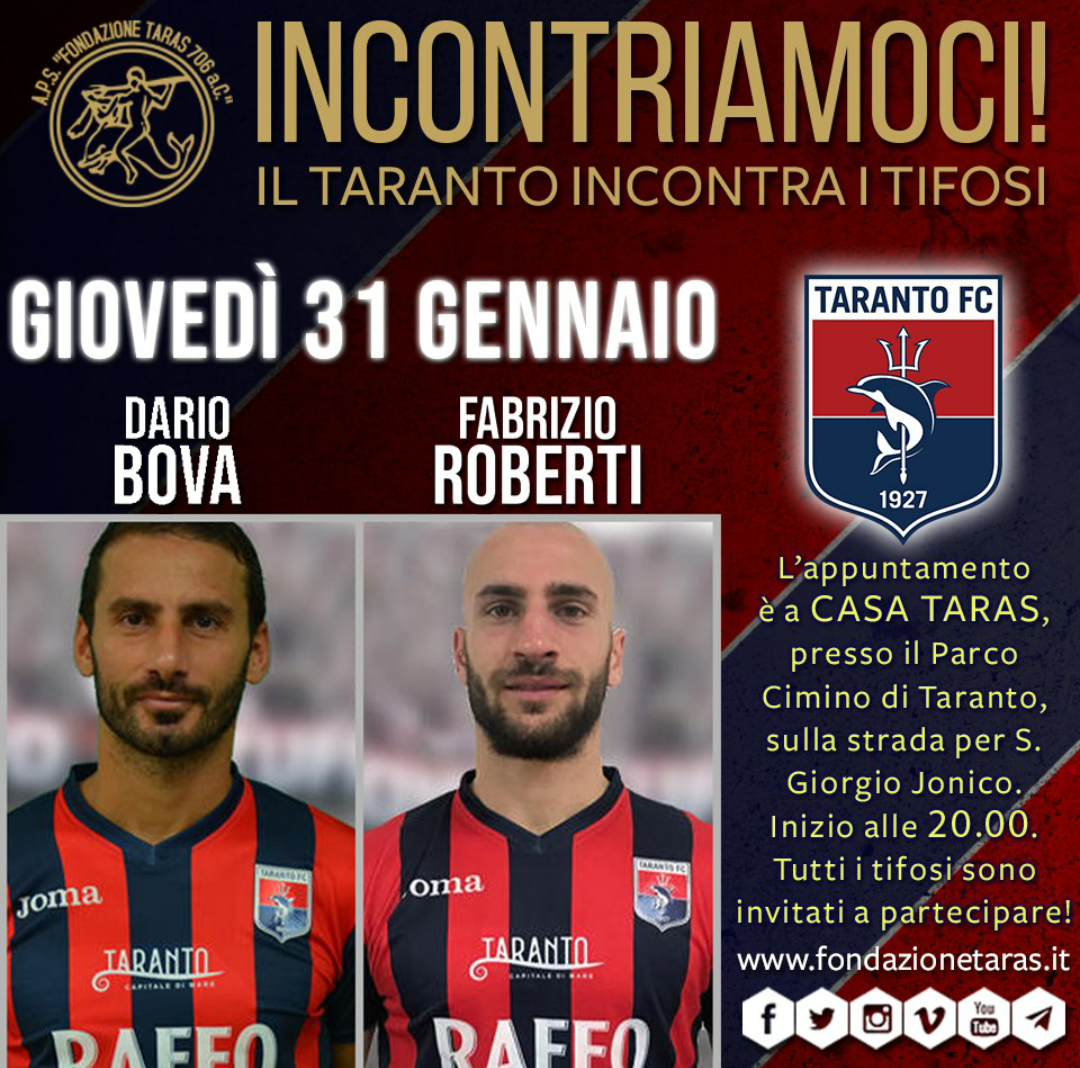 Taranto calcio stasera incontro della capolista con i tifosi