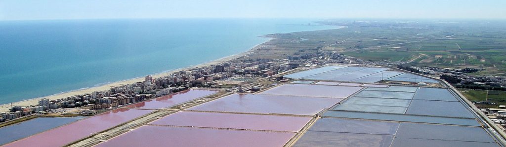 veduta aerea saline e abitato margherita di savoia