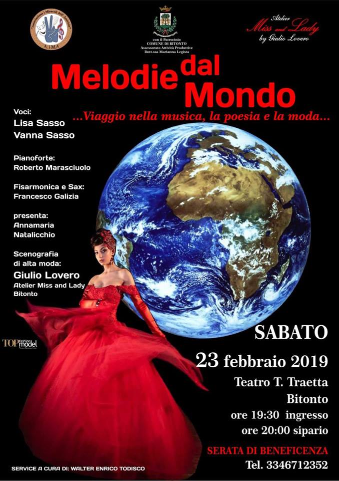 Locandina Melodie dal mondo Bitonto Teatro Traetta 23 febbraio