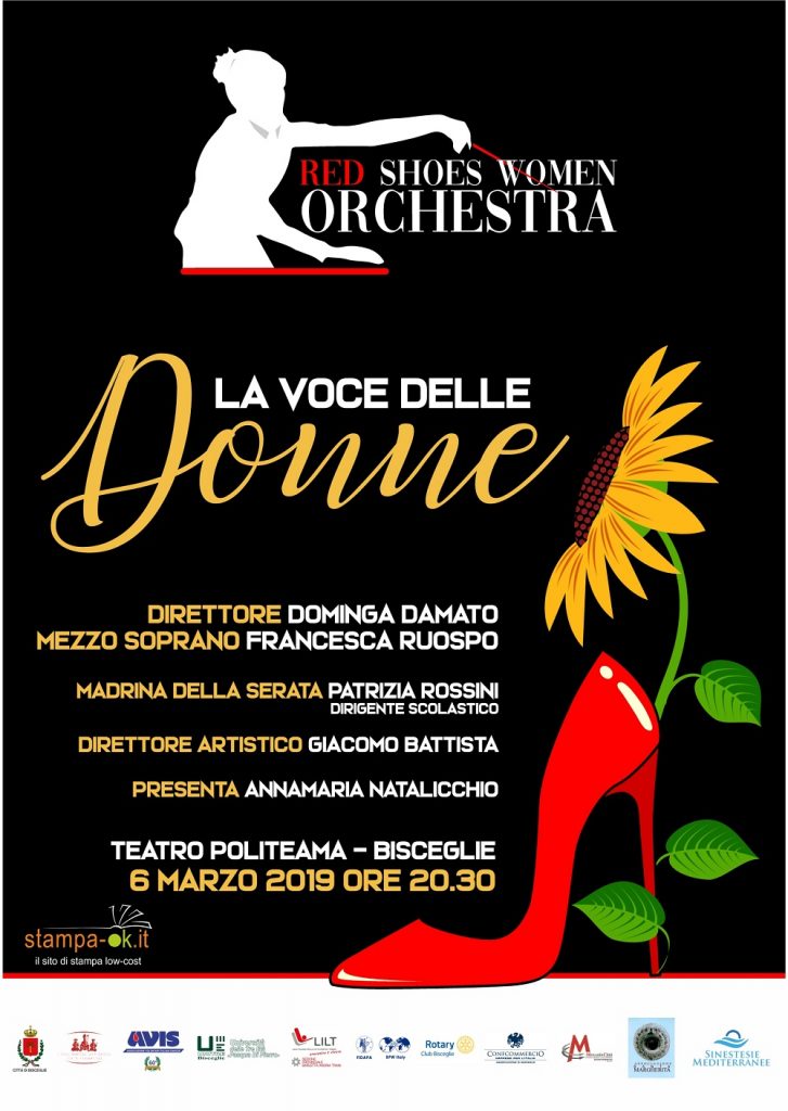 Locandina Red Shoes Women Orchestra in La Voce delle donne al Politeama