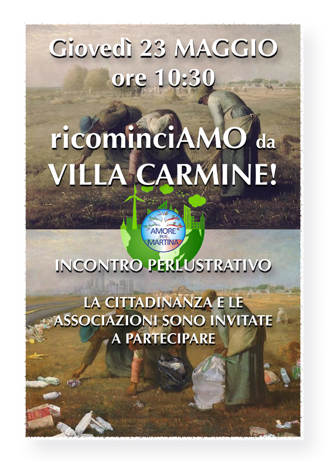 LOCANDINA RICOMINCIAMO DA VILLA CARMINE AMORE PER MARTINA 23 MAGGIO 2019 pagine 1