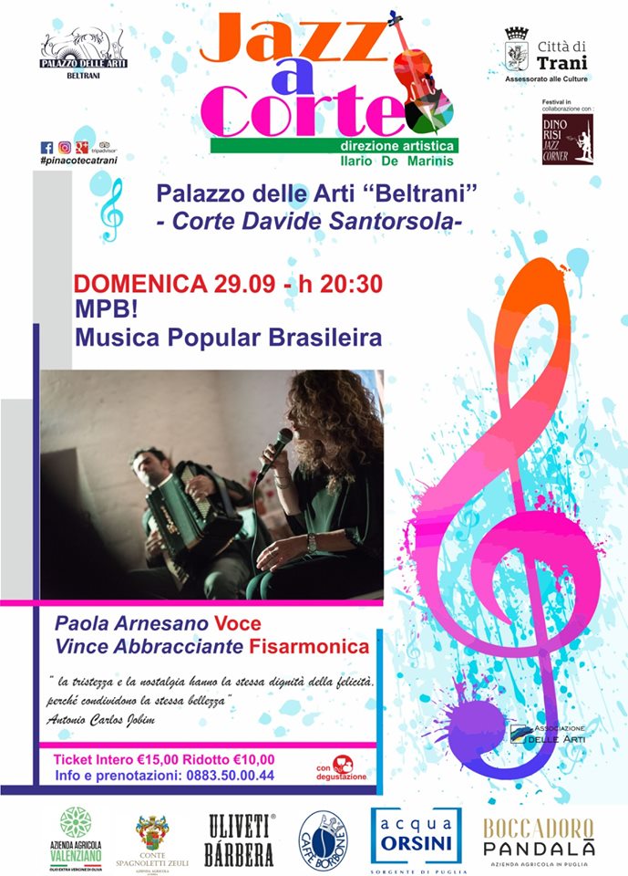 Loc. Jazz a Corte 29 settembre Paola Arnesano e Vince Abbracciante