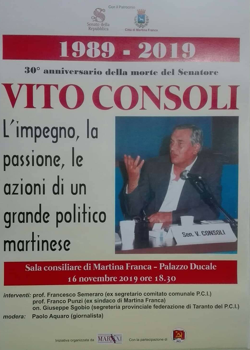 Martina Franca: si commemora Vito Consoli a trenta anni dalla morte - Noi Notizie. - Noi Notizie