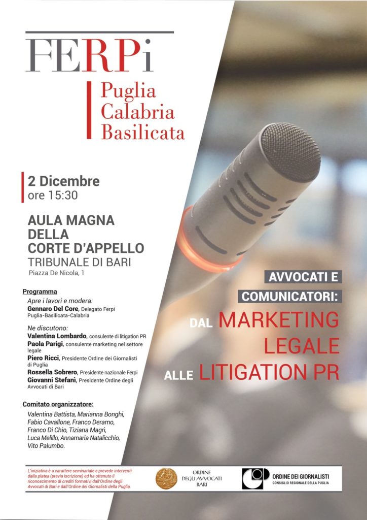 Loc. FERPI. Avvocati e Comunicatori Tribunale di Bari 2 dicembre 2019