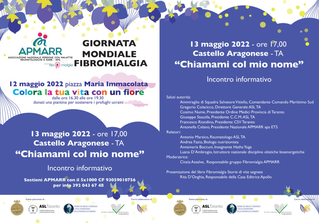 Locandina eventi APMARR Giornata Mondiale della Fibromialgia 2022 scaled