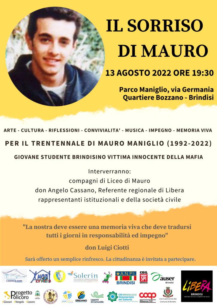 13 agosto 2022 ore 19.30 Parco Maniglio Brindisi