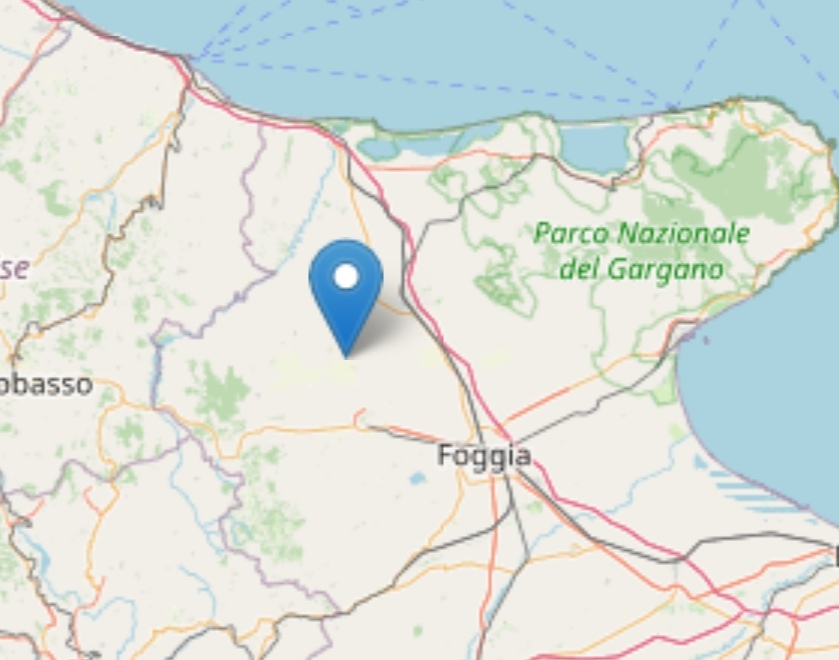 Terremoto: scossa di magnitudo 2,6 con epicentro nei pressi di Lucera Registrata alle 9,49
