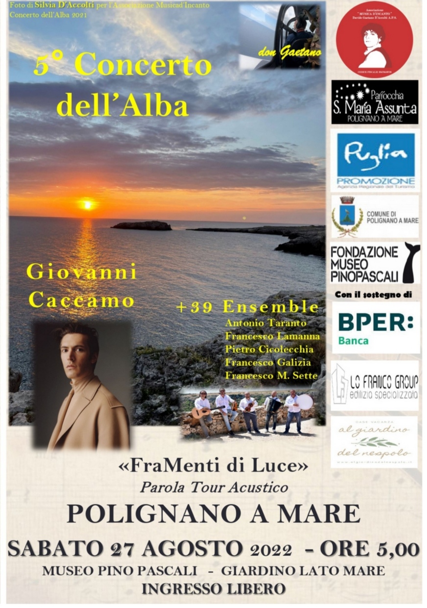 Polignano a Mare domani concerto all'alba