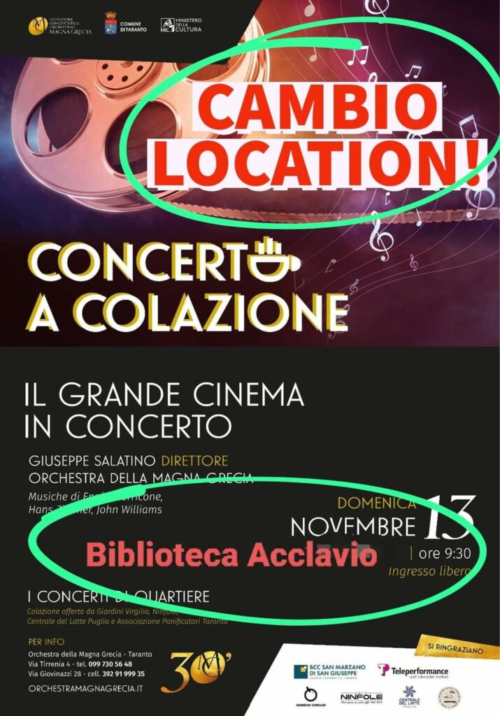 Concerti a colazione cambio location