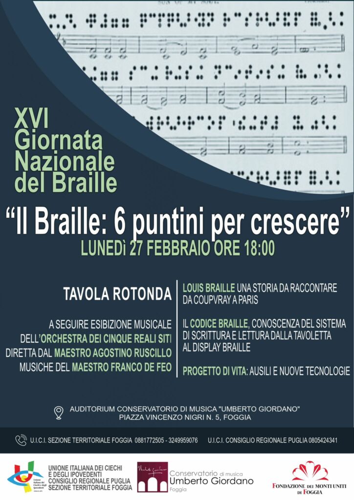 locandina XVI giornata nazionale braille