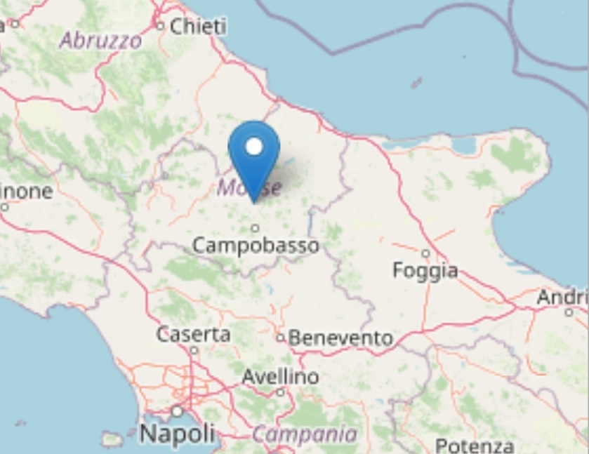 Terremoto di magnitudo 4,6 in Molise: avvertito anche in zone della Puglia Poco prima di mezzanotte