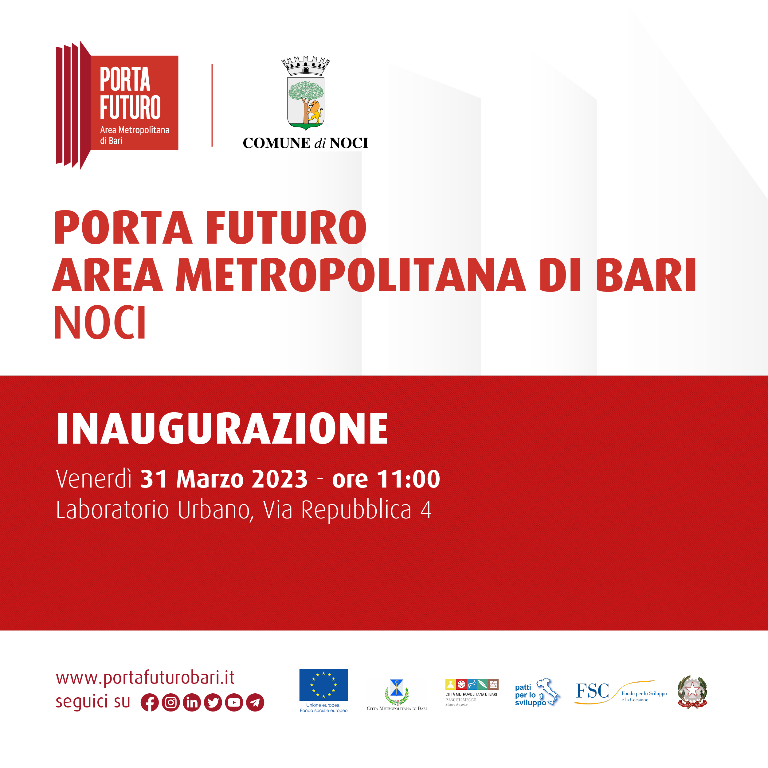 Noci: si inaugura il nuovo sportello di Porta futuro area metropolitana di Bari Oggi