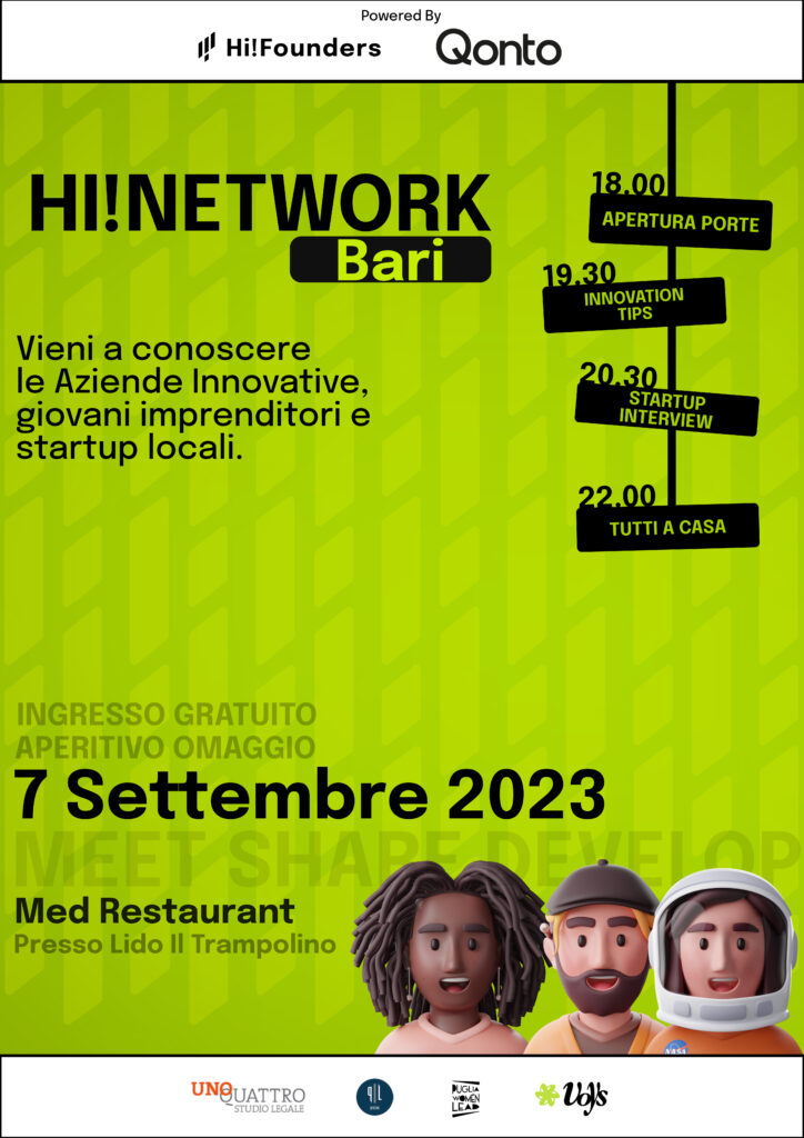 HiNetwork Bari Aperitivo di Networking Relatori e Startup Interview scaled