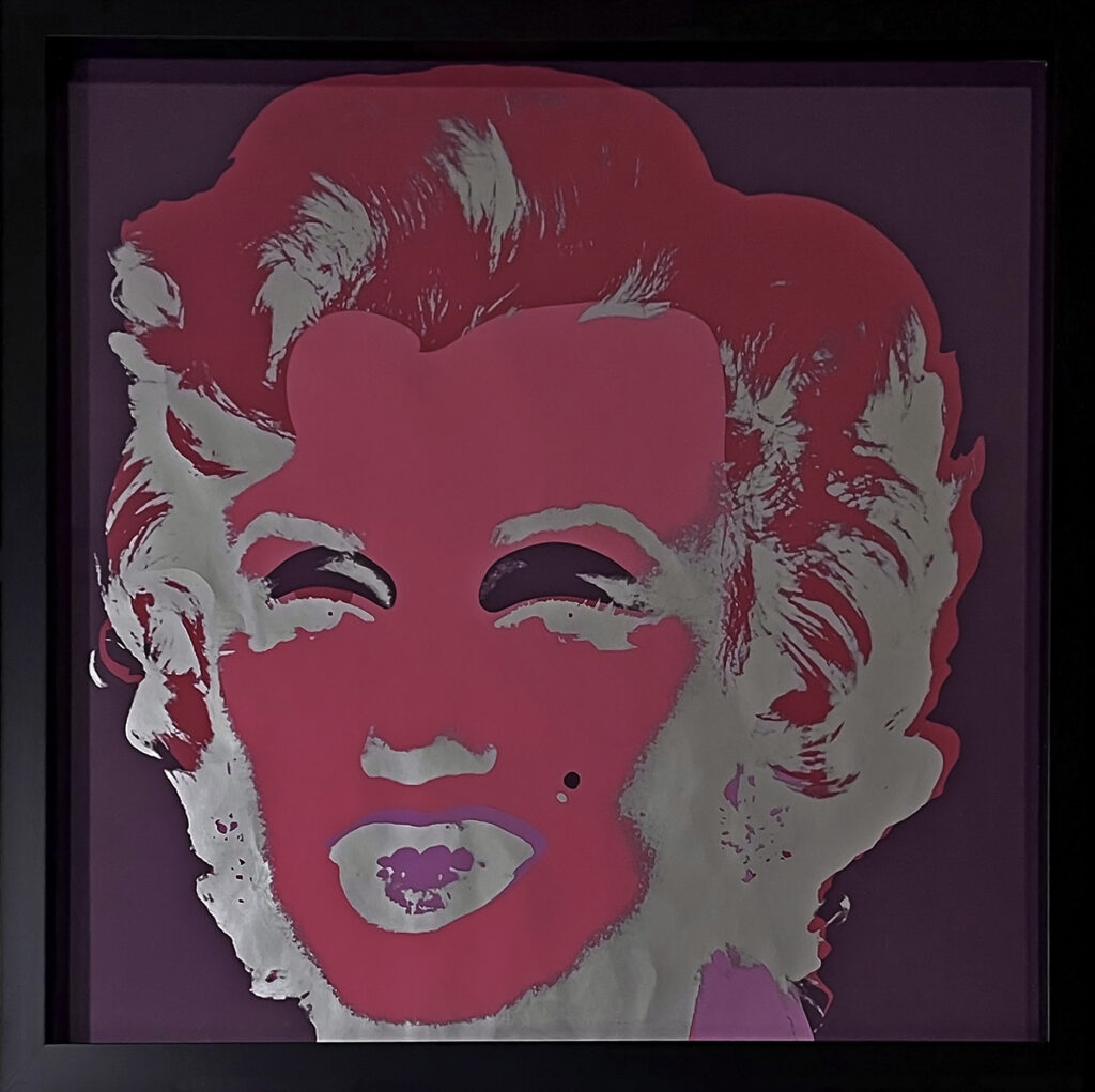 Andy Warhol Marilyn monroe special edition pink purple this is not by me signed 84.5x84.5 framed