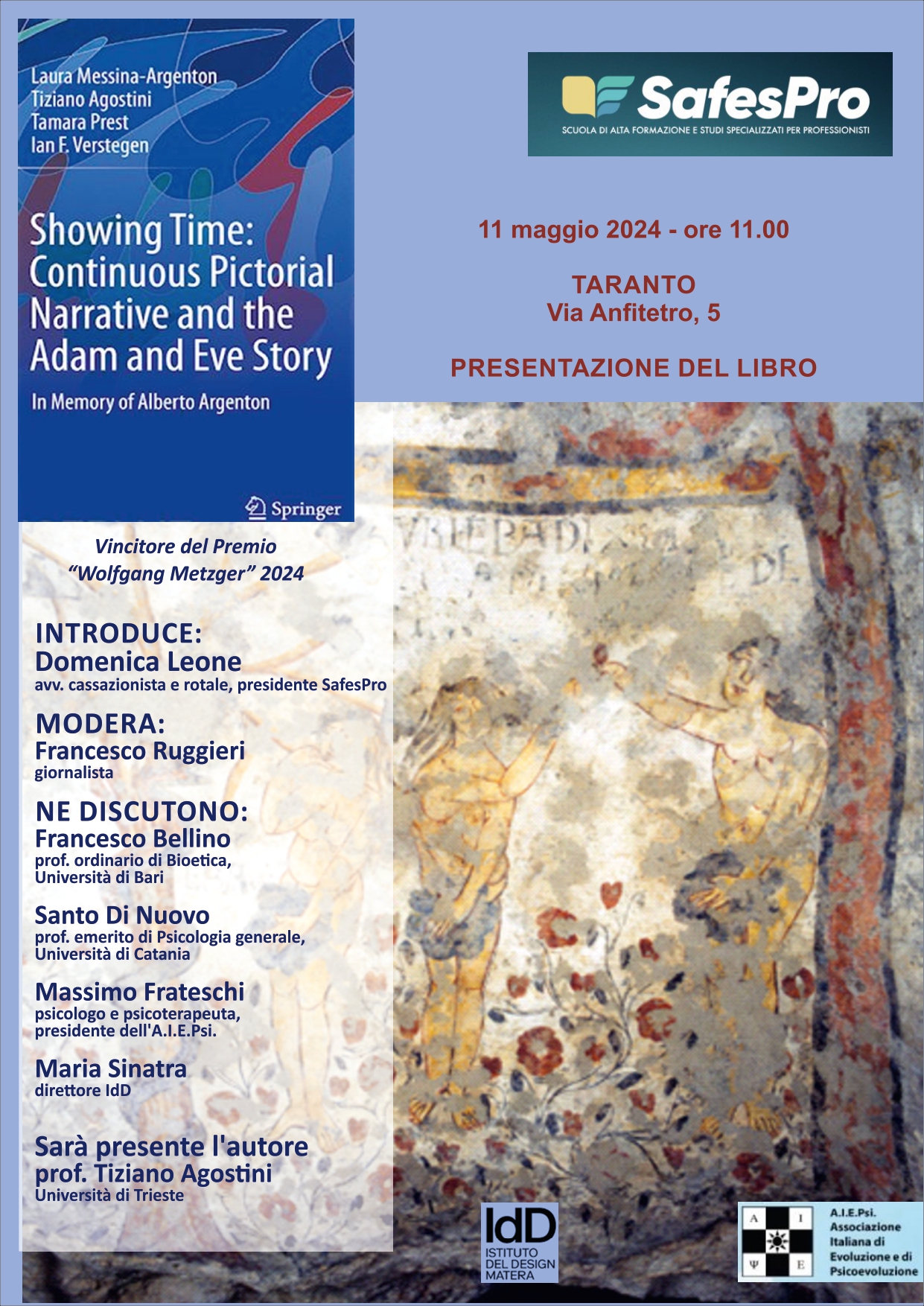Taranto, “Showing time: continuous pictorial narrative and the Adam and Eve story” Sabato presentazione