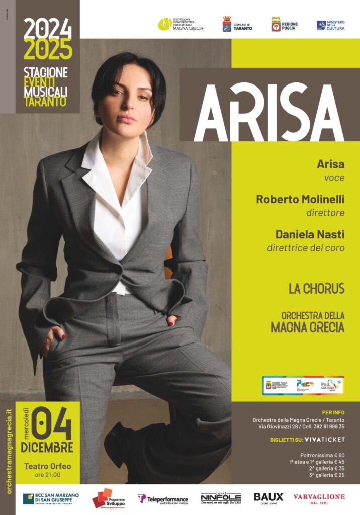 Arisa mercoledì 4 dicembre