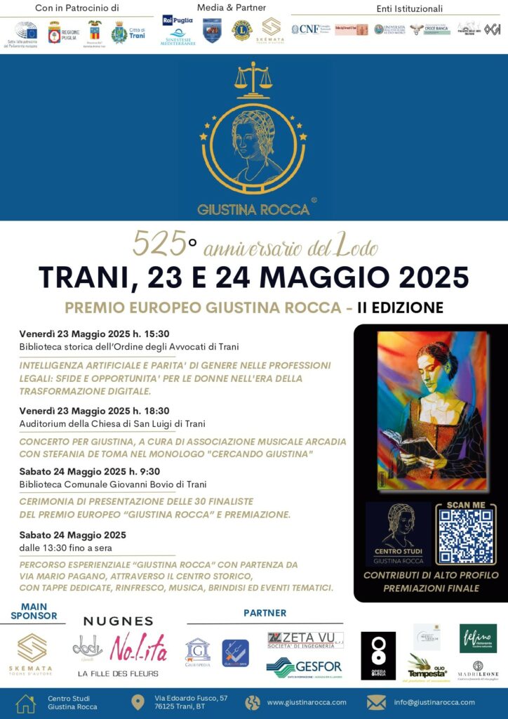 Loc. Premio europeo GIUSTINA ROCCA, 23 e 24 maggio, Trani