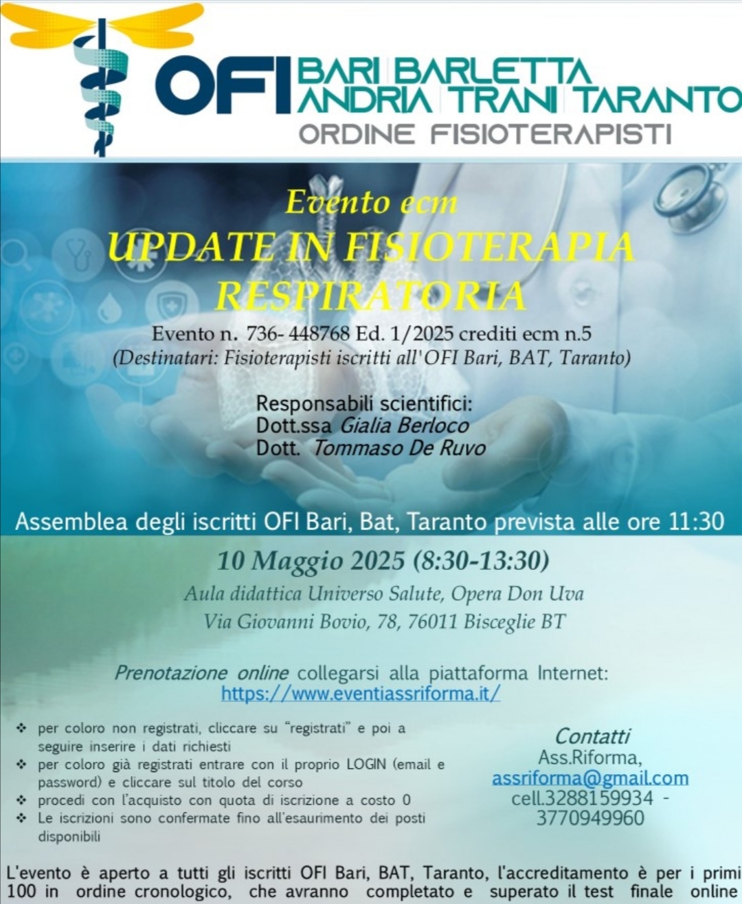 bisceglie update in fisioterapia respiratoria oggi convegno da Noinotizie.it bisceglie update in fisioterapia respiratoria oggi convegno