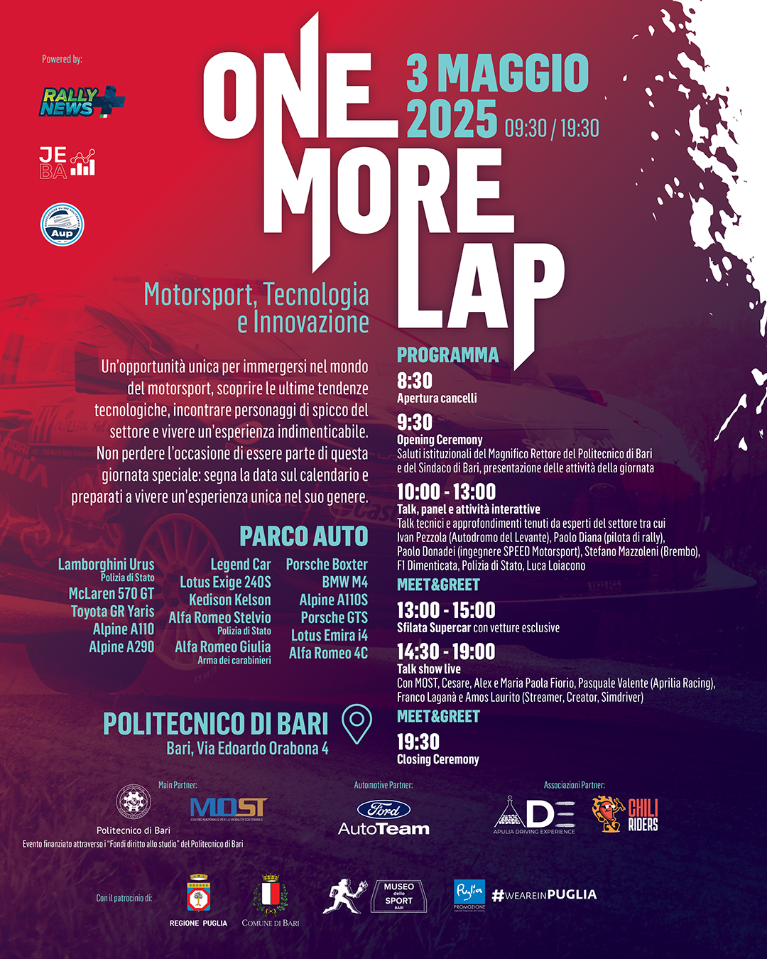 Politecnico di Bari: giornata per gli appassionati di motori e tecnologia Oggi Politecnico di Bari: giornata per gli appassionati di motori e tecnologia Oggi