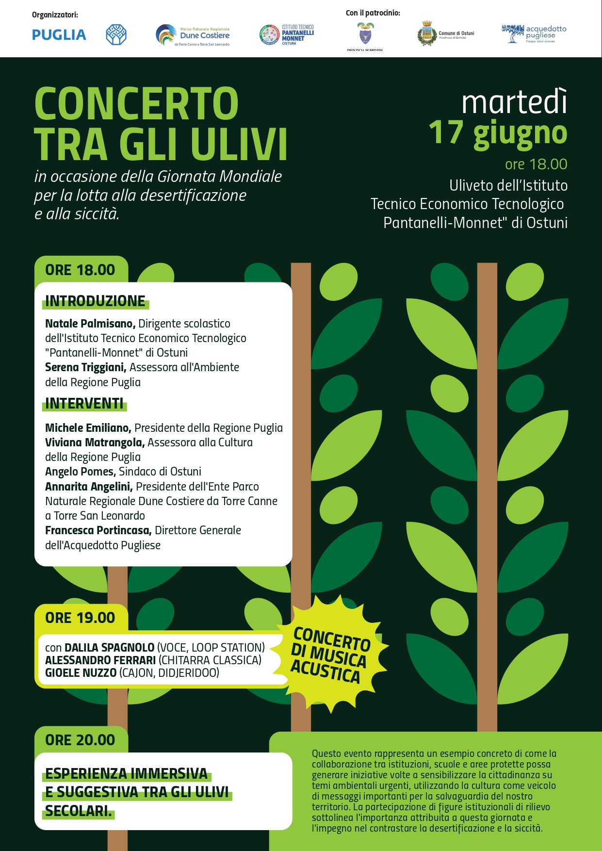 Parco regionale delle dune costiere: Ostuni, stasera concerto per la lotta alla desertificazione Giornata mondiale Parco regionale delle dune costiere: Ostuni, stasera concerto per la lotta alla desertificazione Giornata mondiale