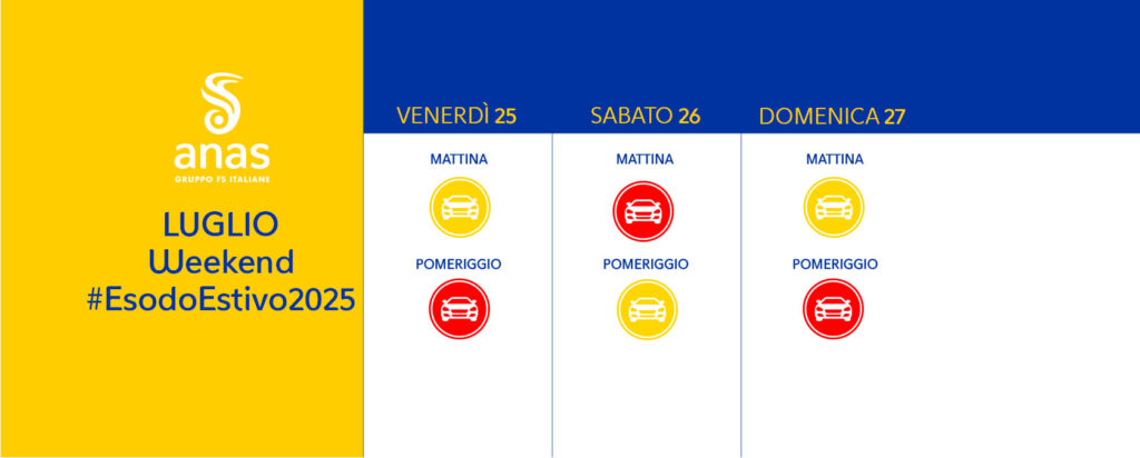 calendario bollini weekend 25 luglio