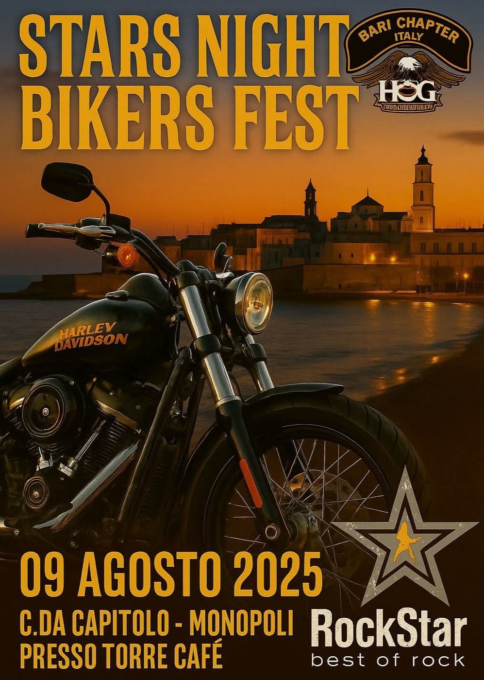 monopoli stars night bikers fest sabato contrada capitolo
