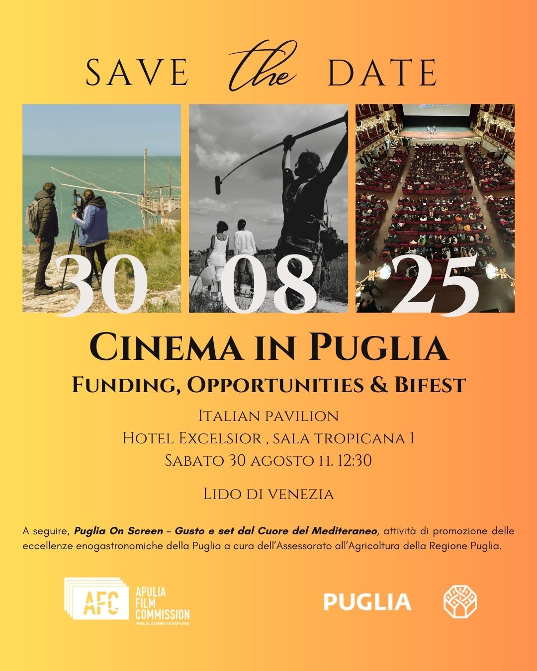 La Puglia alla mostra del cinema di Venezia Film in concorso e iniziative promozionali La Puglia alla mostra del cinema di Venezia Film in concorso e iniziative promozionali