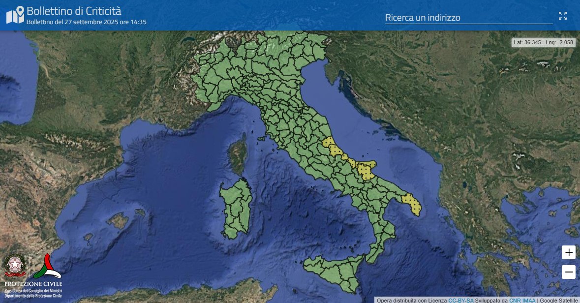 Maltempo: la Puglia con foggiano e Salento in codice giallo fra le regioni oggi in allerta per temporali Protezione civile, previsioni meteo