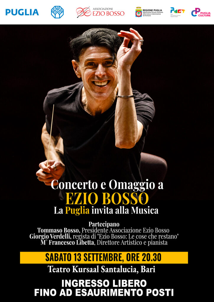 La Puglia invita alla Musica 13 settembre Kursaal Santalucia Concerto omaggio Ezio Bosso