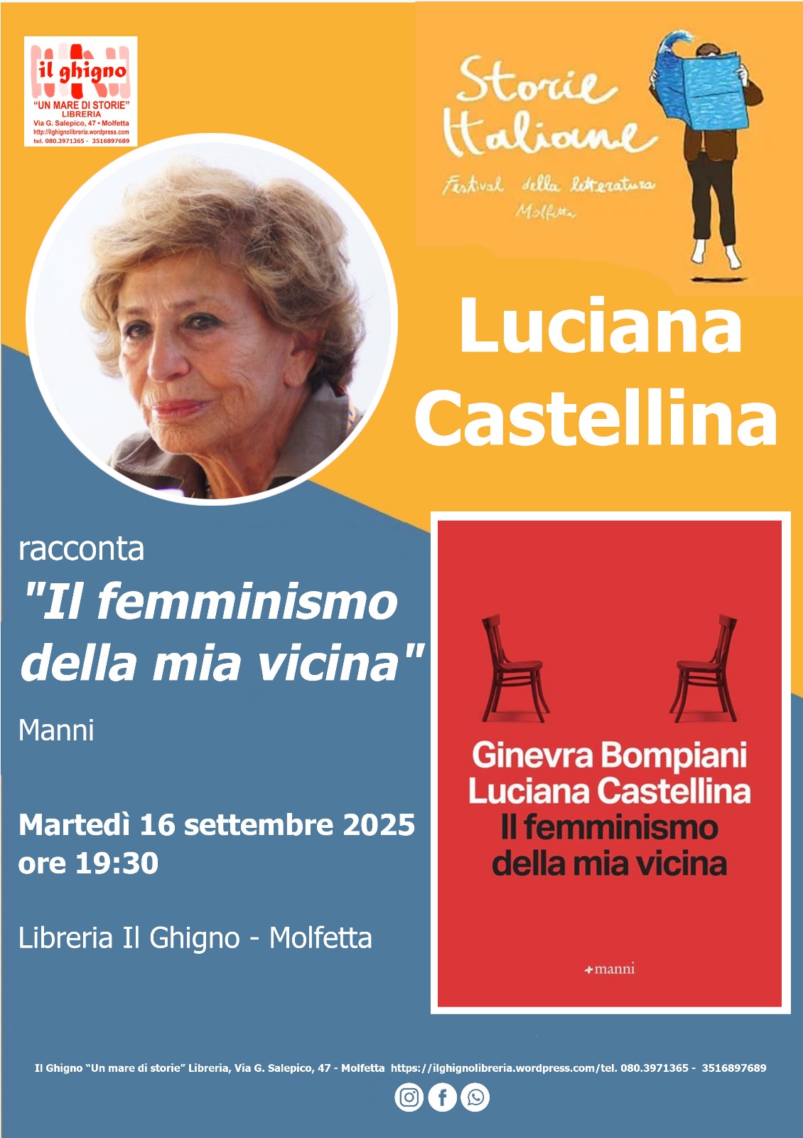 Luciana Castellina a Molfetta il 16 settembre "Il femminismo della mia vicina" Luciana Castellina a Molfetta il 16 settembre "Il femminismo della mia vicina"